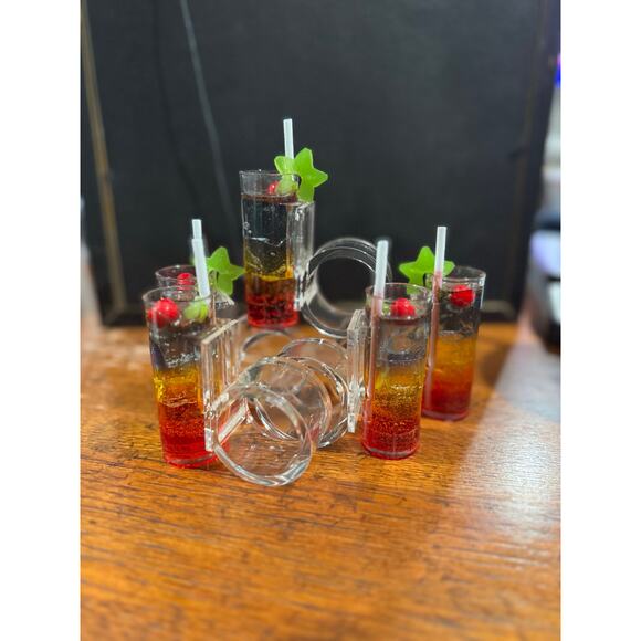 Vintage Acrylic Mixed Cocktail Napkin Rings - Picture 2 of 5